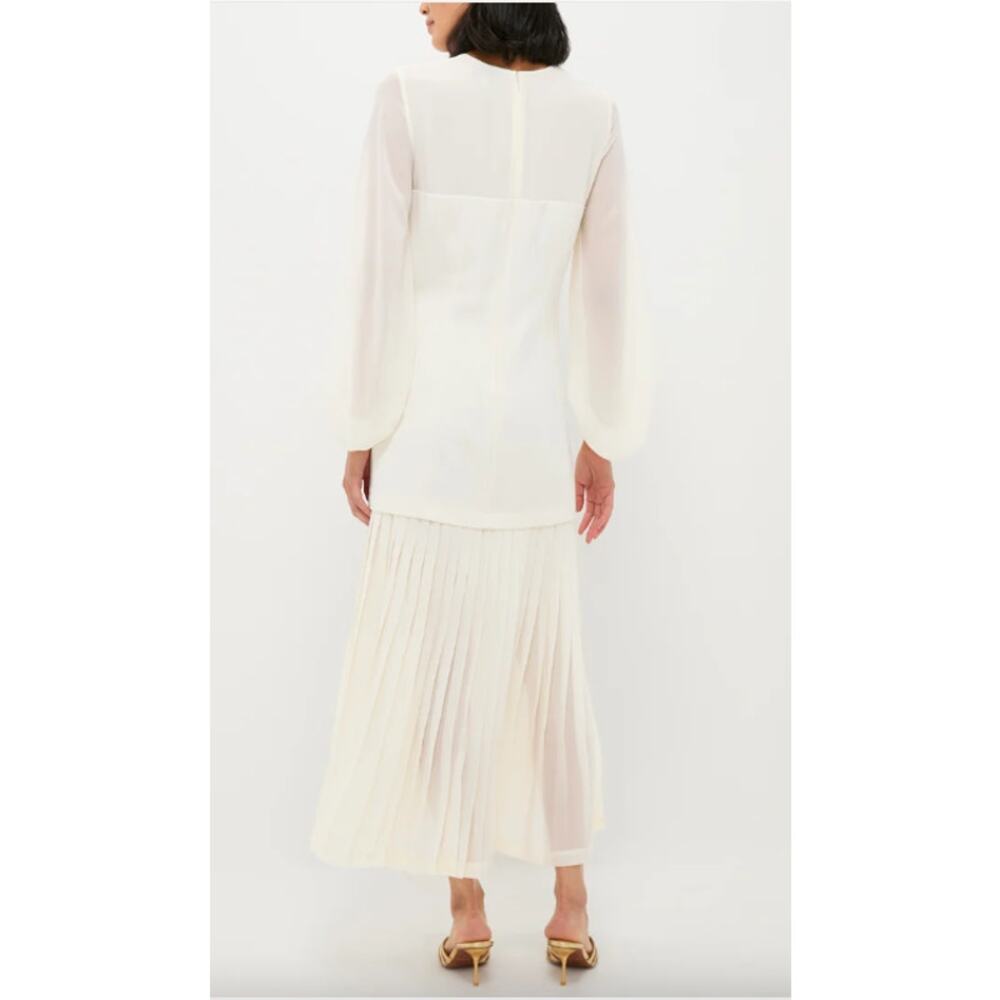 Tuckernuck Chiffon Pleated Lorraine Shift Maxi Dress Ivory Cream Size XXL New - Picture 3 of 13